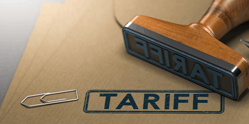 A tariff stamp on a document